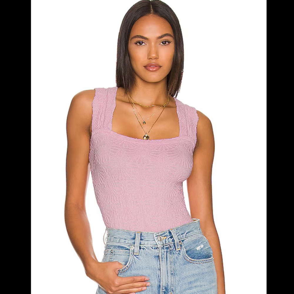 Free people love letter tank top- light pink